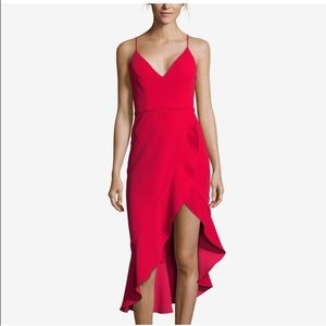 Xscape front slit red dress